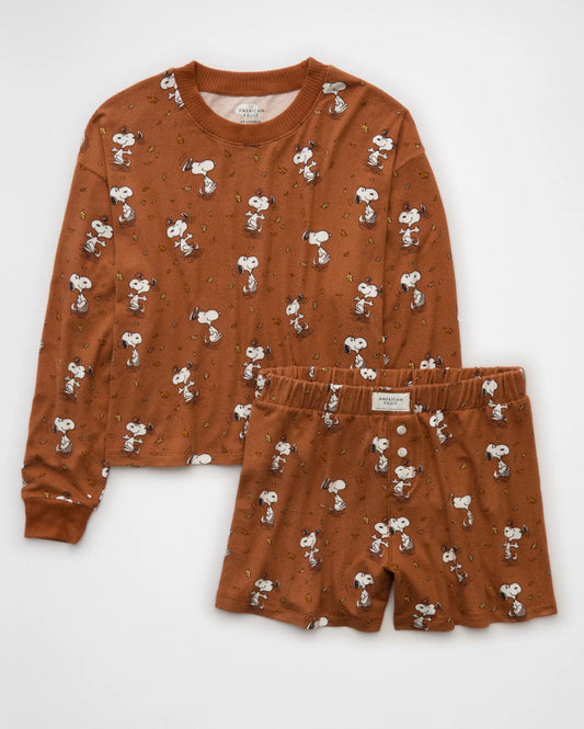 AE Luxe Plush Snoopy Halloween PJ Set