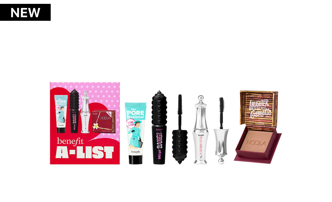 A-List Bestsellers Mini Mascara, Brow Gel, Bronzer, &
Primer Set *Pre-Order*