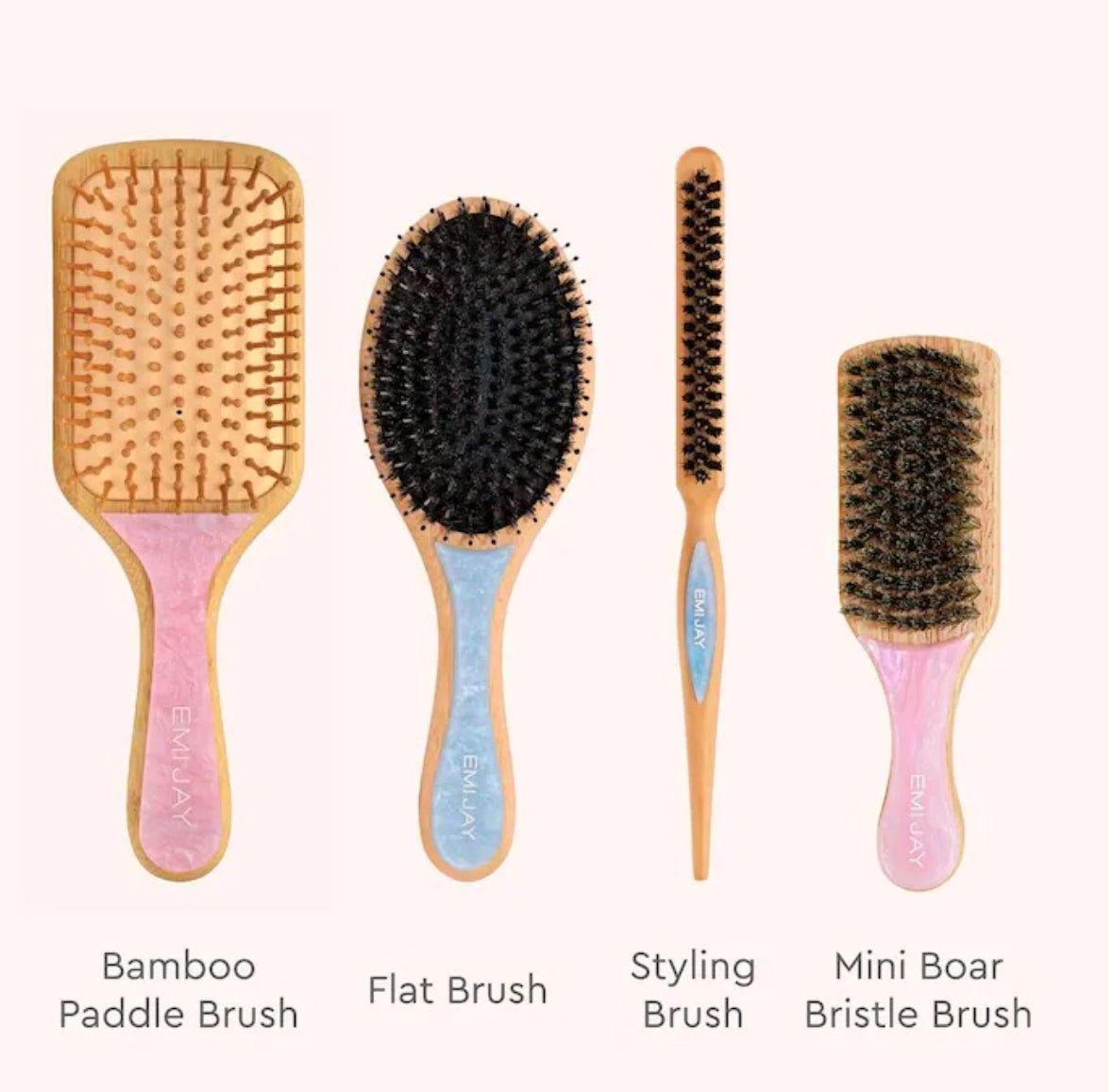 Emi Jay Bamboo Paddle Hair Brush in Pink Sugar *Pre-Order*