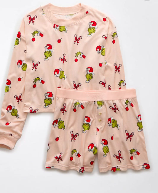 AE Grinch Candy Cane Plush PJ Set *Pre-Order*